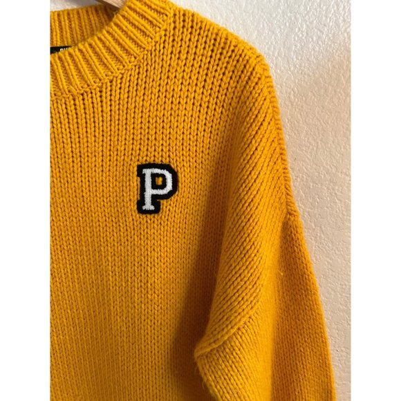 PINK Victoria's Secret Yellow Oversized Sweater Women's Size Large Crewneck Wome - Picture 3 of 7